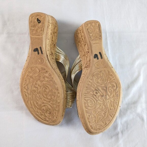 Patrizia Marge Gold Slide Sandals Wedge Heels Size 37 EU Comfy Cute - Picture 4 of 8